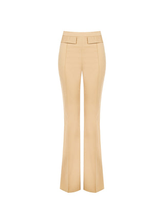 Pantaloni Beige in Cotone con Patte