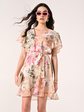 Robe imprimé fleuri à volant