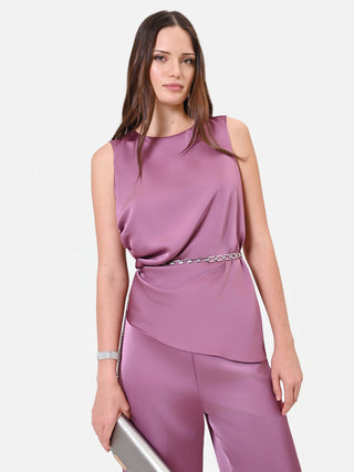 Antique Rose Satin Top with Side Draping