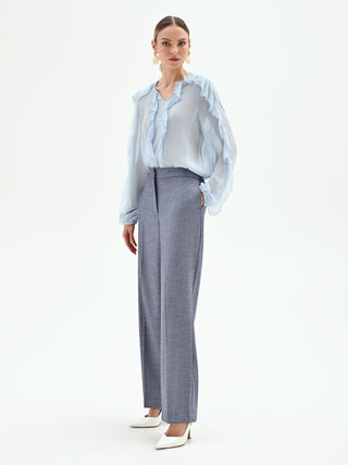 Pantalone a gamba ampia in chambray