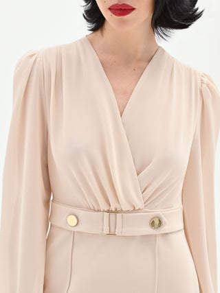 Light beige sheath dress with crossover bodice Rinascimento Light beige sheath dress with crossover bodice Rinascimento