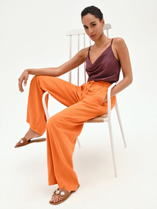 Orange Linen Palazzo Pants