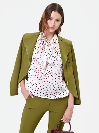 Bordeaux Polka Dot Satin Top