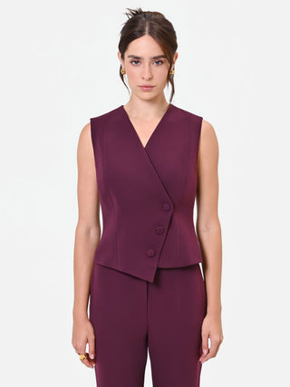 Gilet Studio asimmetrico bordeaux rosso in crepe