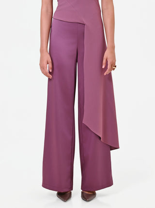 Pantalone palazzo in raso rosa antico