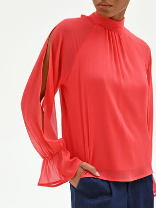 Blusa rosso fragola in georgette