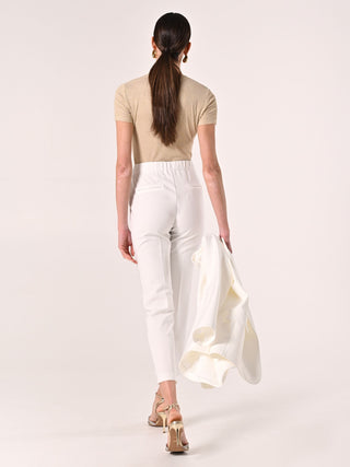 White Trousers with Covered Button