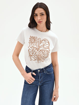 Cream Graphic Print T-shirt