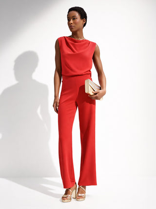Strawberry Red Draped Neck Jumpsuit