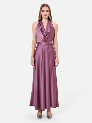 Maxikleid in Altrosa mit Wasserfallausschnitt
