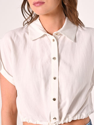 White Boxy Shirt in Viscose Blend