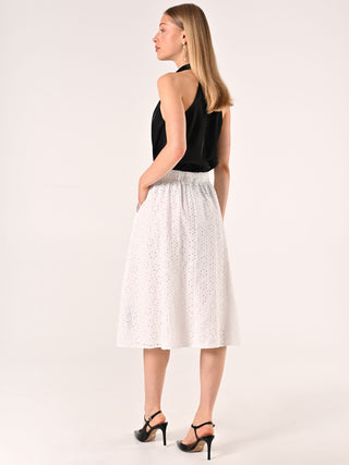 White Sangallo Midi Skirt