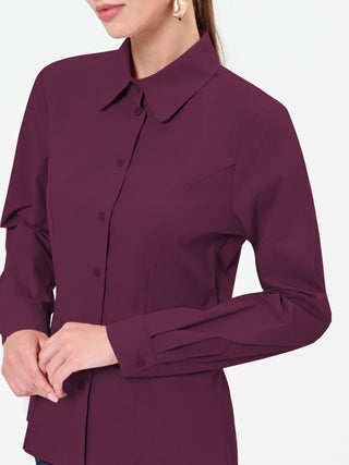 Blouse chemise rouge bordeaux à coutures structurées