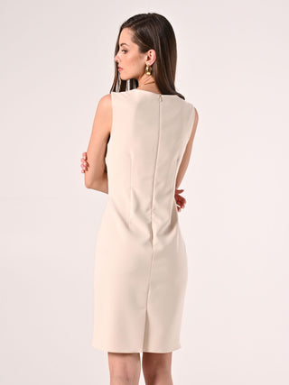 Sheath Dress in Light Beige Technical Fabric