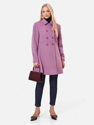 Cappotto doppiopetto a corolla rosa antico