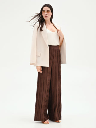 Pantalone a palazzo cioccolato in jacquard