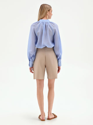 Bermuda tortora beige con pinces frontali