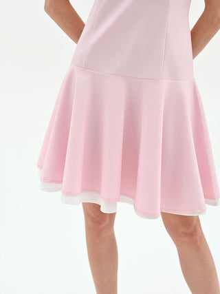Pink Flared Cotton Sateen Dress