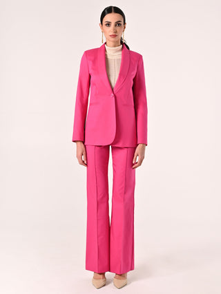 Fuchsia Cotton Jacket with Contrasting Stitching
