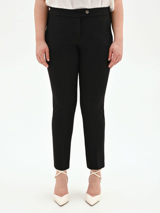 Pantalone Curvy skinny nero in scuba mano crèpe