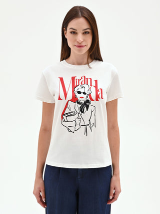 T-shirt 'Miranda: The Devil Wears Prada' bianca in cotone