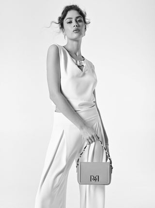 White Crepe Top with Buckle