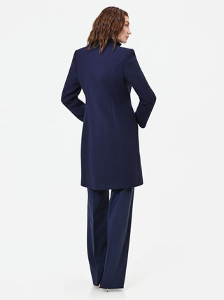 Cappotto blu navy doppiopetto con bottoni decorati