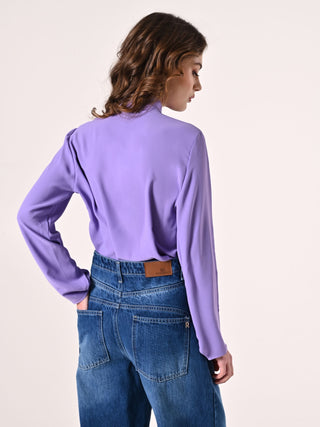 Blusa con Fiocco e Pinces Lilla