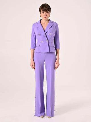 Pantaloni Palazzo in Scuba Mano Crepe Viola Lavanda