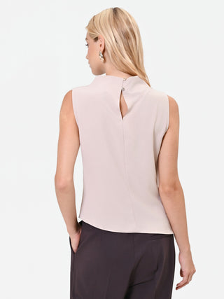 Taupe Beige Asymmetric Draped Top