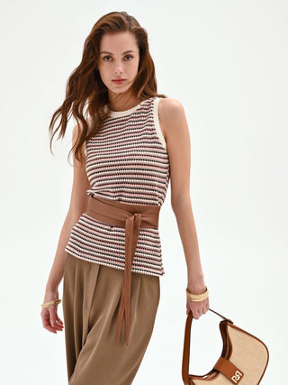 Chocolate Striped Knit Top