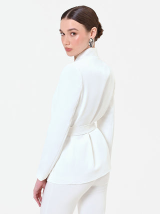 Giacca bianca con revers in raso