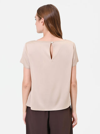 Taupe Beige Satin Blouse