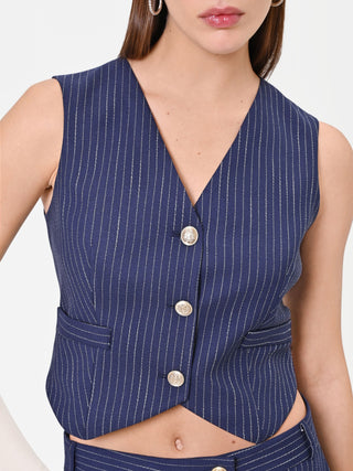 Navy blue pinstripe waistcoat