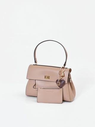 Borsa a mano tortora beige con foulard