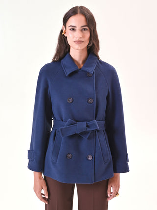Cappotto Blu Corto in Velour