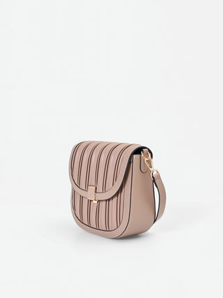 Taupe Beige Pleated Crossbody Bag