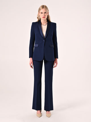 Blue Tuxedo-Lapel Jacket