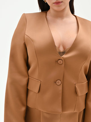 Curvy Bronze Satin Blazer