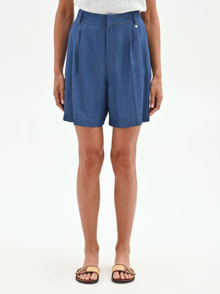 Bermuda in chambray con pinces