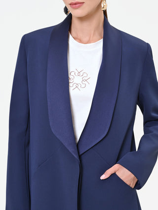 Navy Blue Shawl Collar Jacket
