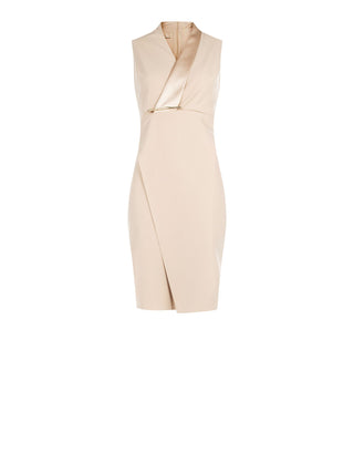 Taupe beige sheath dress with an asymmetric lapel Rinascimento Taupe beige sheath dress with an asymmetric lapel Rinascimento