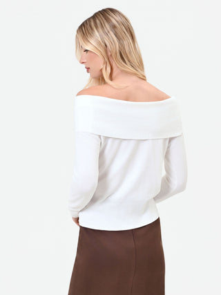 Off-the-Shoulder Cream Knit Top