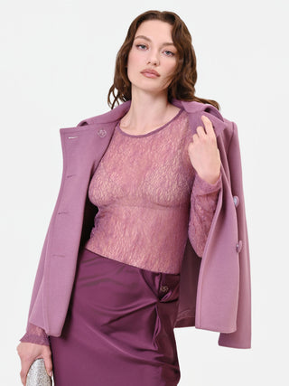 Transparentes Spitzentop in Altrosa