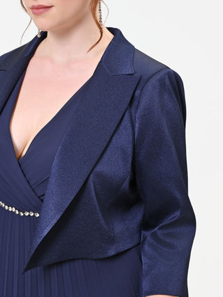 Curvy Navy Blue Satin Bolero Jacket