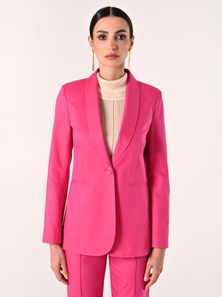 Fuchsia Cotton Jacket with Contrasting Stitching