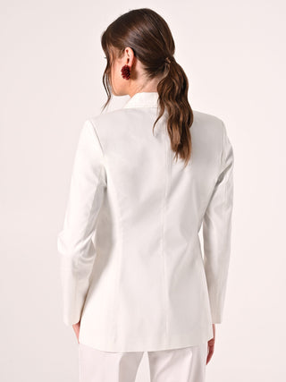White Cotton Jacket with Contrasting Stitching