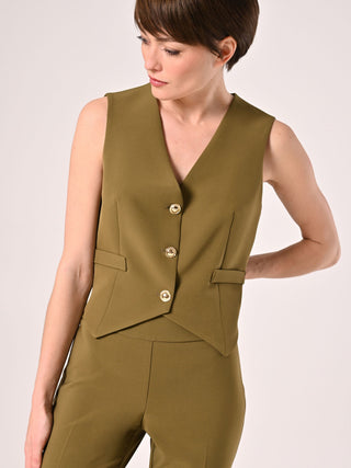 Gilet in Tessuto Tecnico Verde Militare