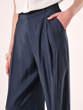 Weite Hose aus Modalgemisch in Blau