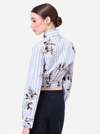 Camicia cropped a righe e fiori